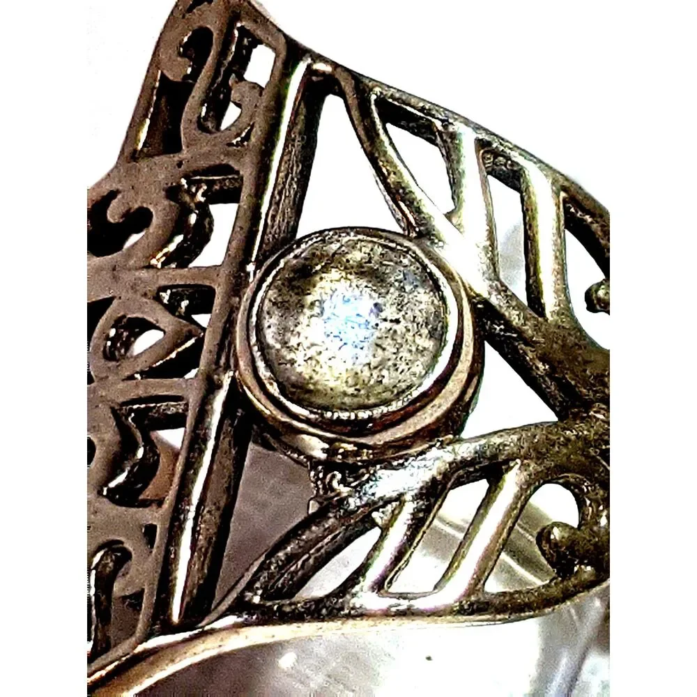 Hamsa Moonstone Ring 925 Sterling Silver Fairy Pagan Whimsigoth Size 8 5.1gr